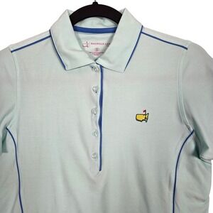 Magnolia Lane Tech Women Small Masters Golf Polo Shirt Light Aqua Blue Short Slv